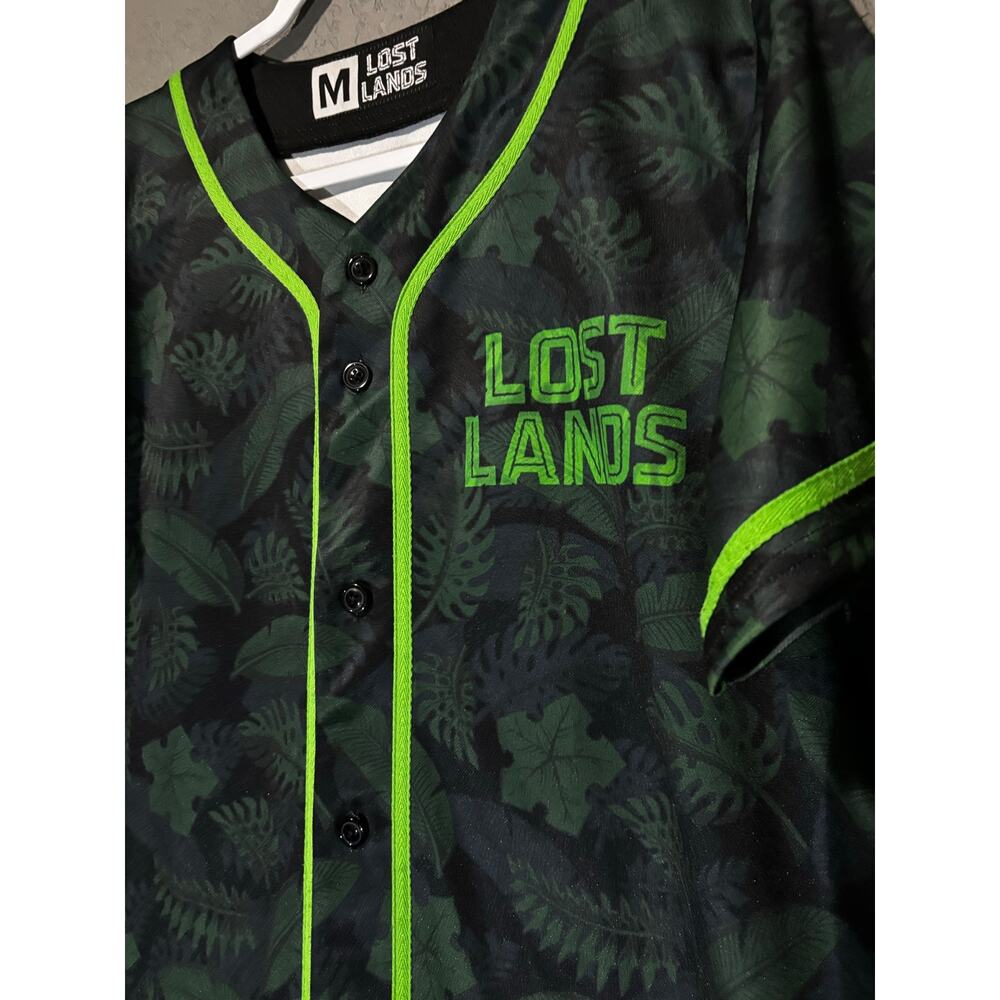 Lost Lands Festival Baseball Jersey Size M Black Green Button Up Rave EDM 22 - Picture 2 of 4